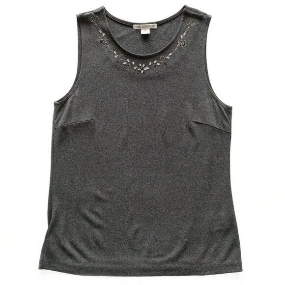 ❤️SALE! PRICE FINAL!❤️ PETITE SOPHISTICATE  WOMENS SLEEVELESS GRAY BLOUSE Small - Picture 1 of 6